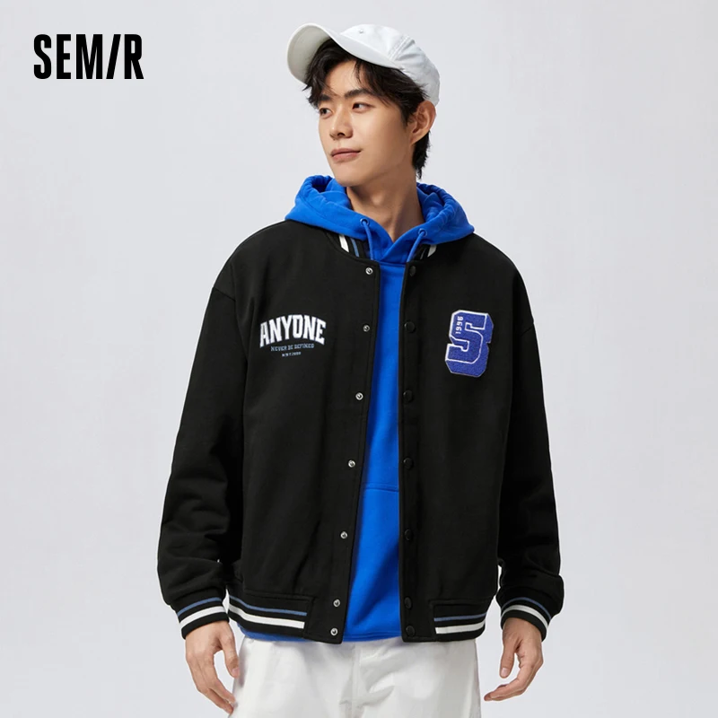 Semir 2023 Men Jacket Spring New American Retro Marley Series Baseball Uniform Jacket for Men