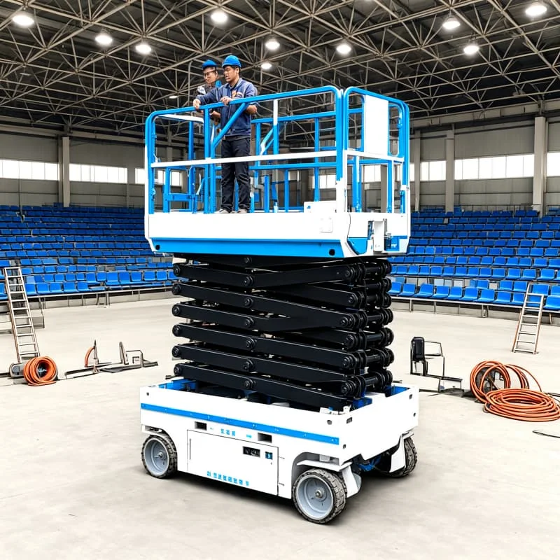 Wide Area Scissor Lift Platform Mobile Fully Automatic Battery Powered For Ceiling Panel Installation Customized