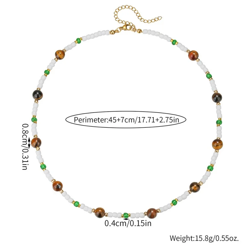 New Fashion Mens Necklace 6mm Tiger Eyes Stone Collar 18 Inches Short Colar Hiphop Rock Jewelry Accessories Homme Gift