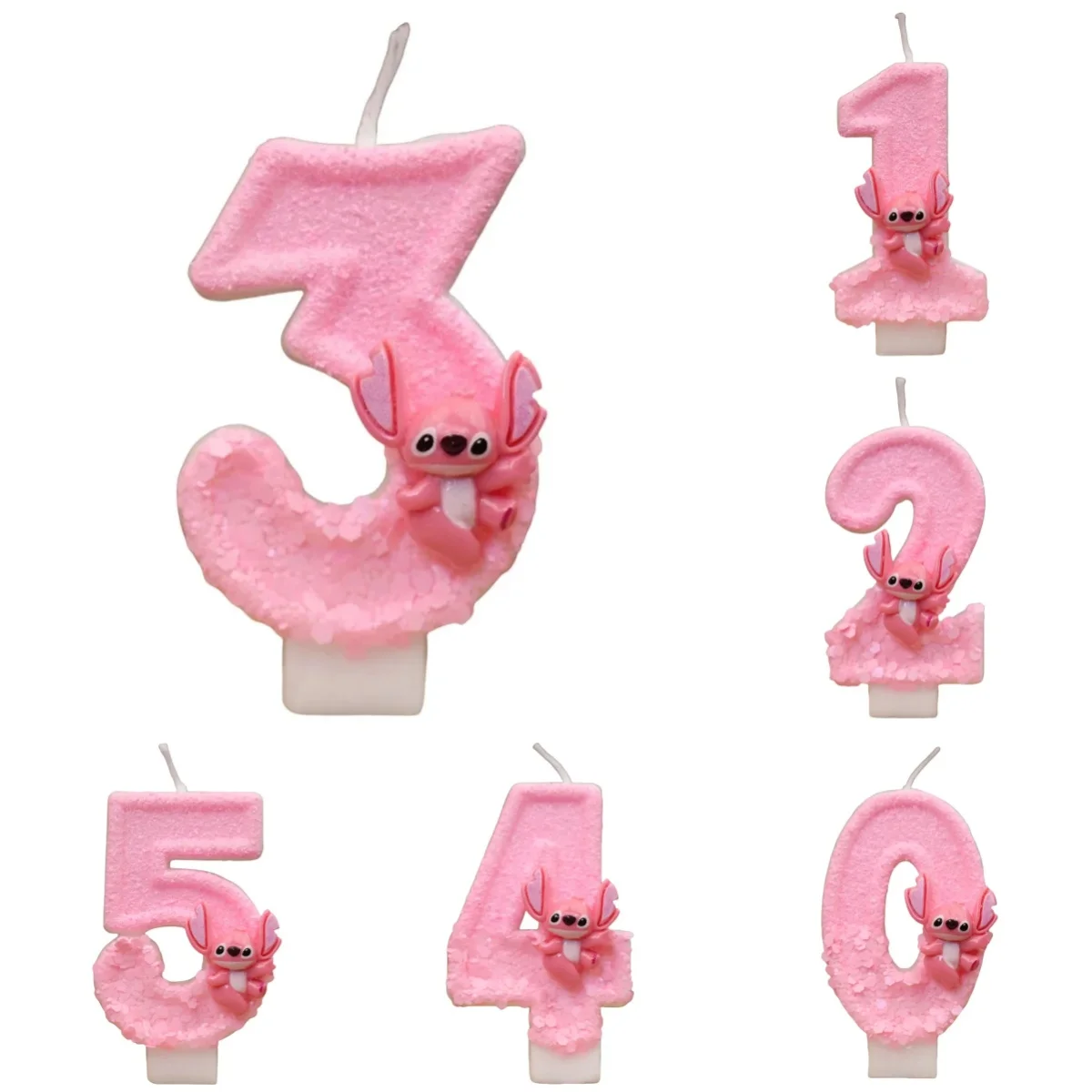 جديد ديزني أنيمي ليلو وستيتش شمعة رقمية Kawaii غرزة الملاك الأطفال تحت عنوان شموع الحفلات الوردي فتاة هدايا الحفلات
