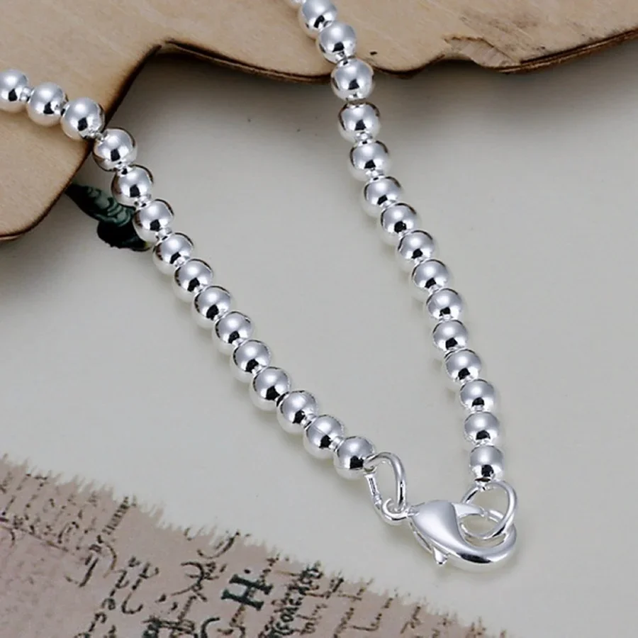 classic style fashion top quality Silver color Jewelry charm 4MM chain beads Bracelets free shipping for women girl H198