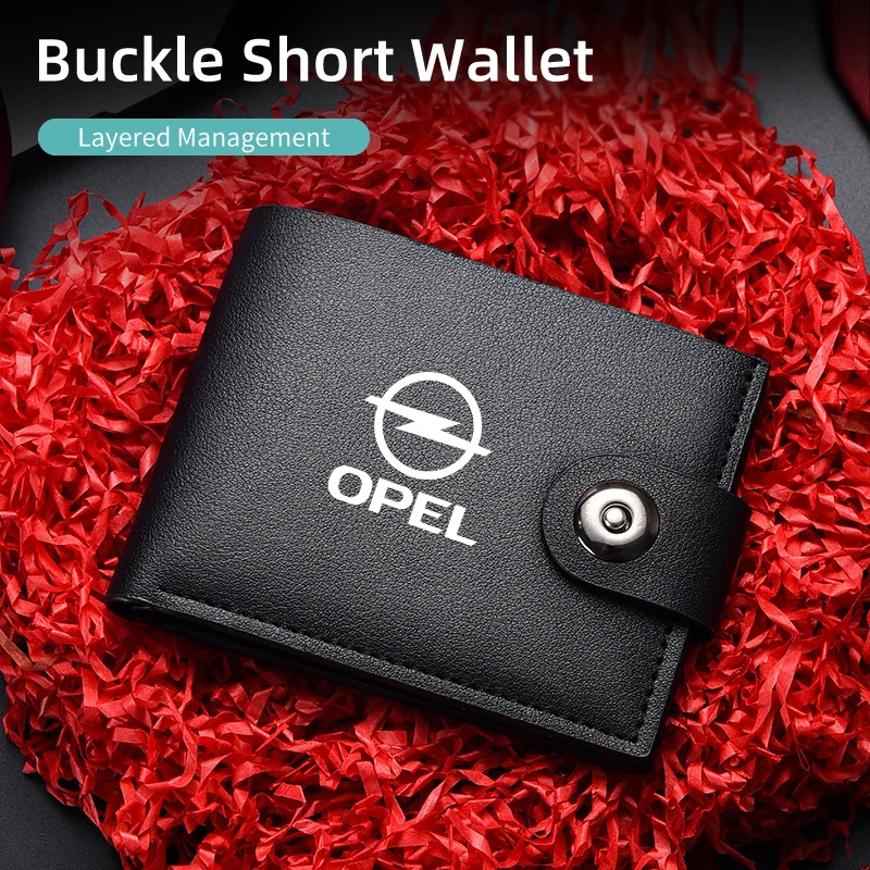 Fashion Car Logo Wallet Leather With Buckle Card Holder For Opel Corsa Astra Insignia Vectra Zafira Meriva Mokka Antara Ampera