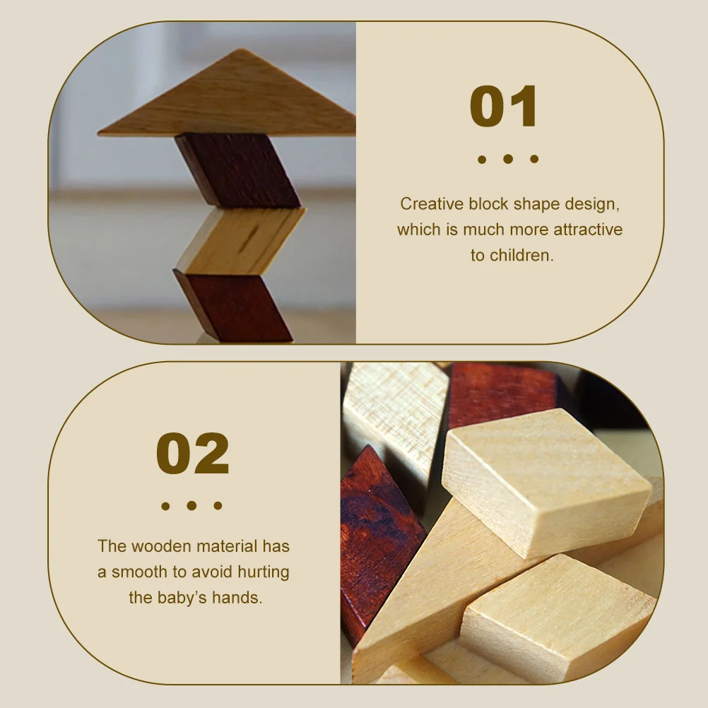 Puzzle in legno di grandi dimensioni Bordi lisci Sicuro per bambini Sviluppo educativo del cervello Gioco di riconoscimento della forma Cognizione in stile vintage