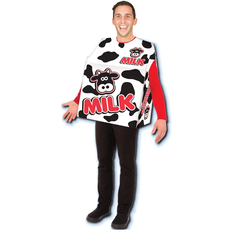 Funny Cosplay Milk Carton Food Roleplay Costumes for Adult and Kids Game Stage Outfits Dance Parties Props