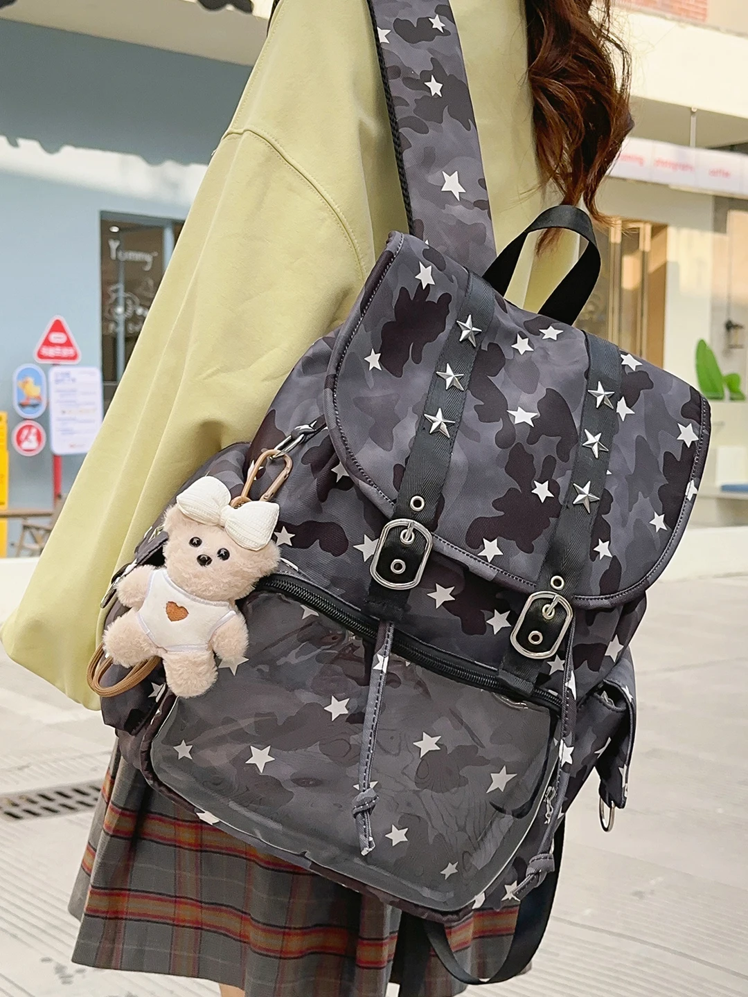 حقيبة كروس أصلية يومية على طراز الكلية بكتف مزدوج حقيبة كروس شفافة في الحرم الجامعي ذات سعة كبيرة حقيبة نسائية #5