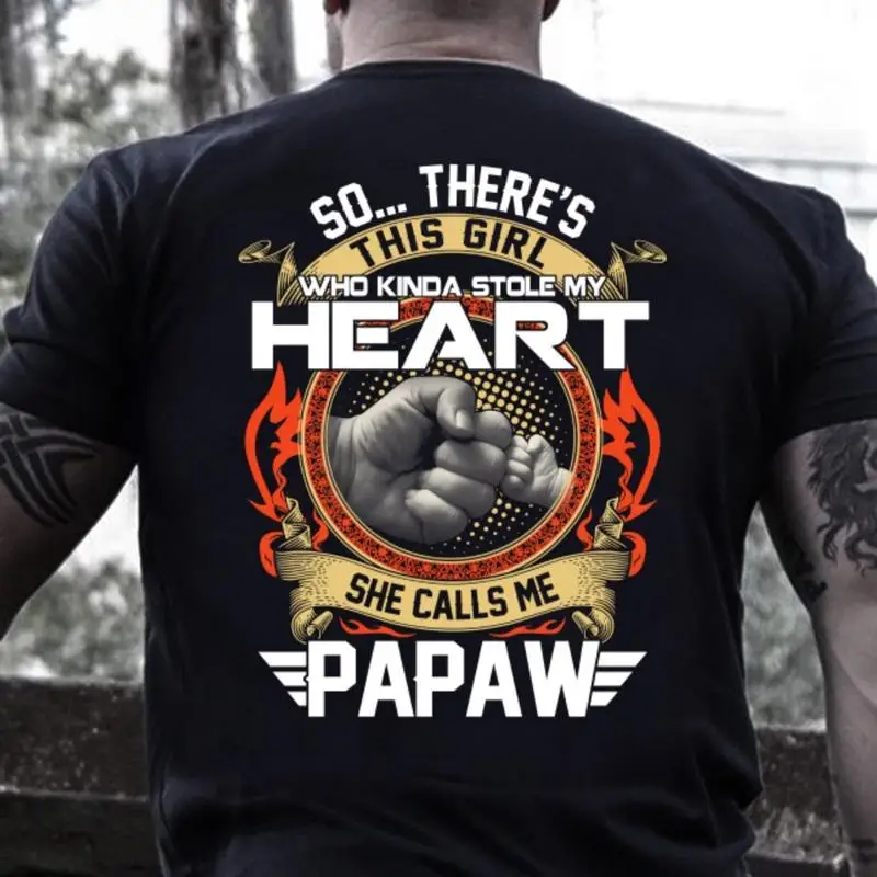 

Veteran T Shirt There Is A Girl She Stole My Heart Calls Me Papaw Sh