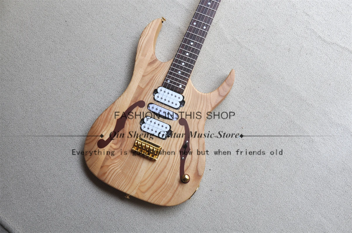 Natural Color Electric guitar RG Guitar Ash body Maple neck Fixed bridge HSH pickup Maple fingerboard Gold tuners