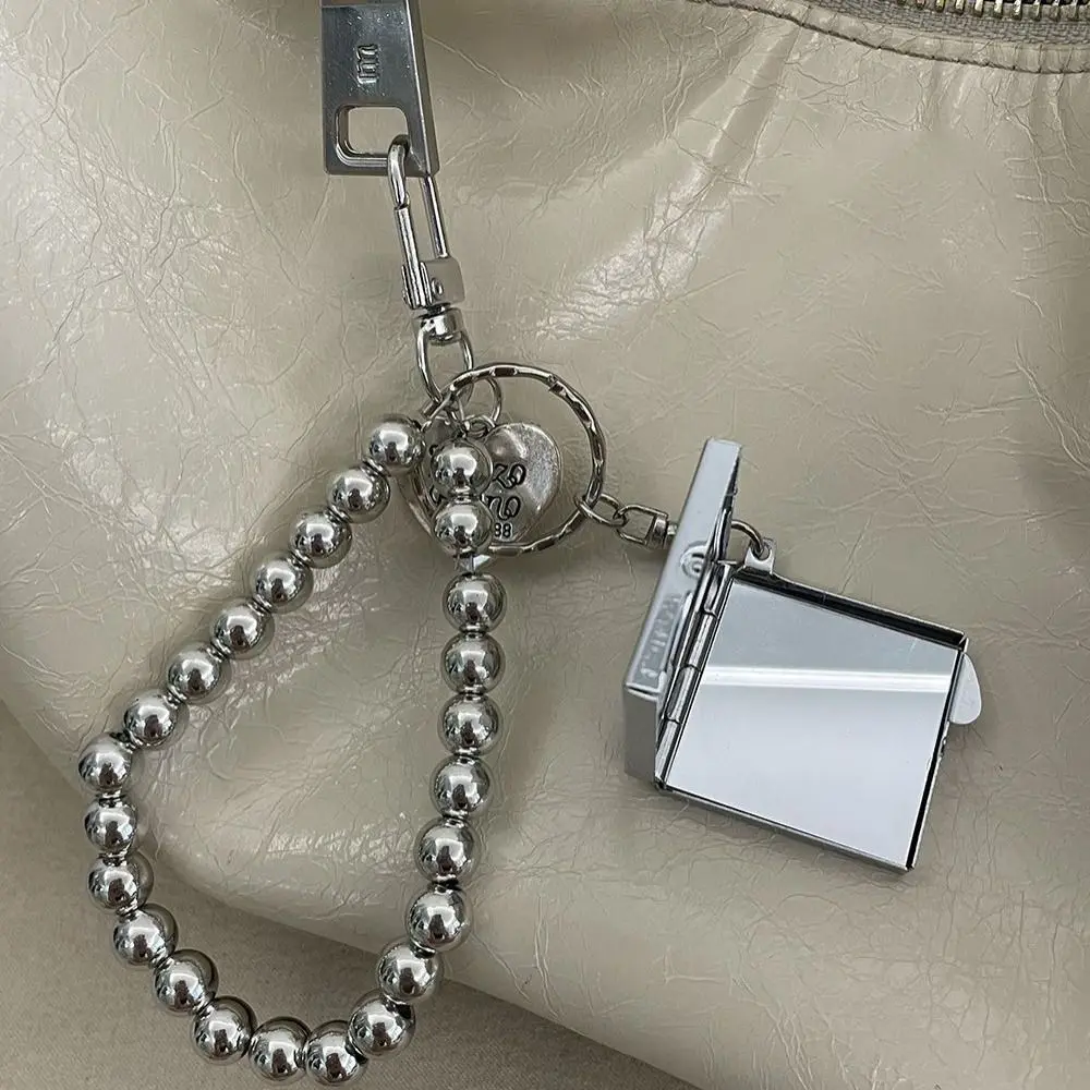 Luxury Sweet Metal Key Chain Versatile Bag Accessories with Mirror Pendant Keychain Trendy Bag Hanging Pendant