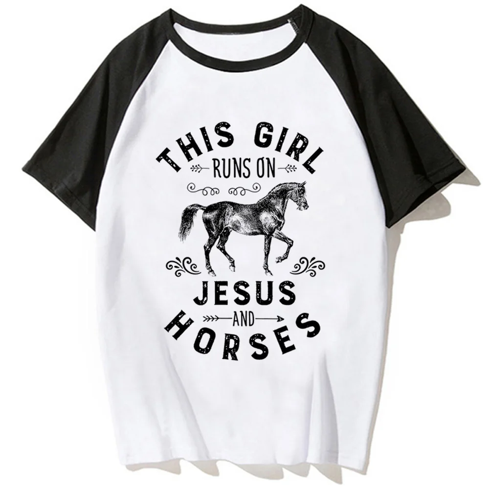 

Horse t shirt women anime top female designer y2k clothes