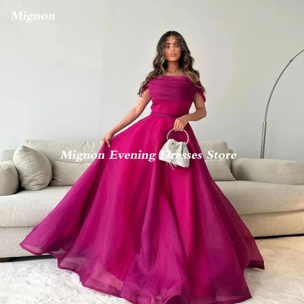 Mignon-vestido de Organza con escote y hombros descubiertos para mujer, traje de graduación con volantes, largo hasta el suelo, Formal, elegante, para fiesta de noche, 2023