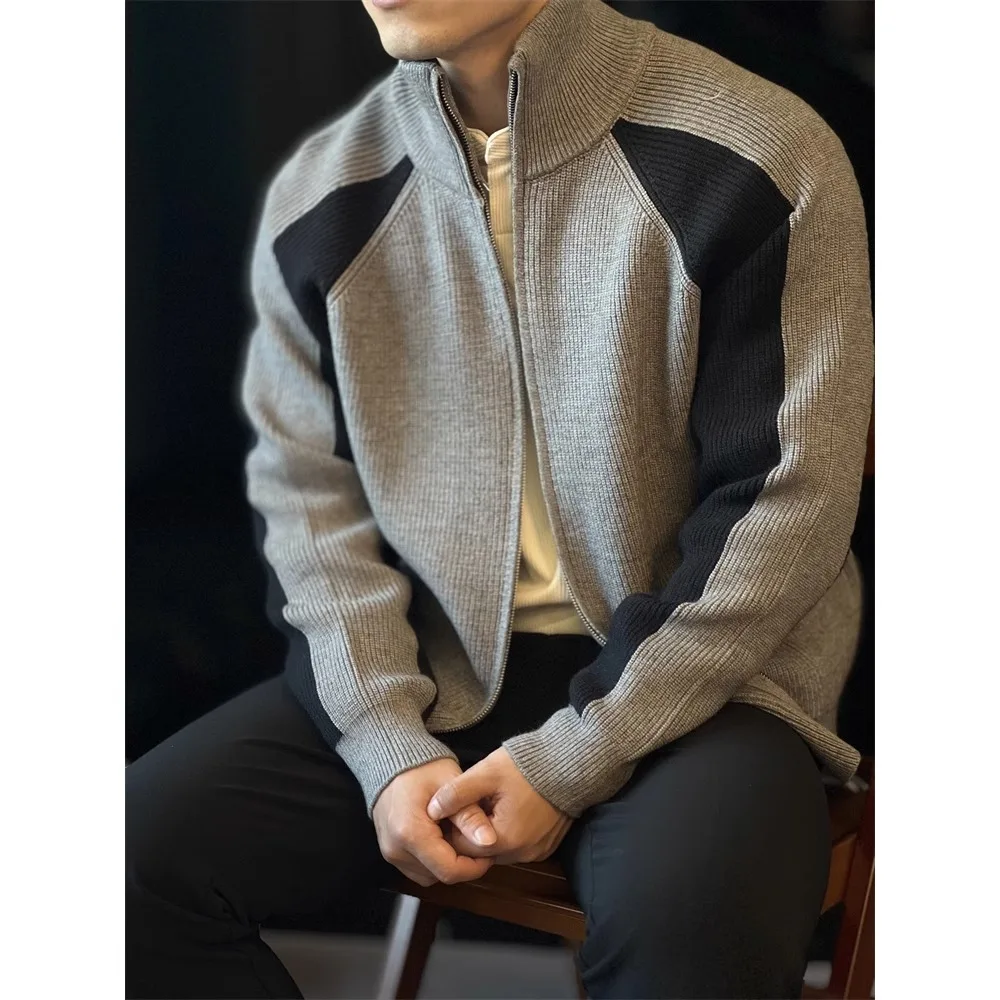 

Spring Autumn New Retro Japanese Sle Men's Knitted Open Cardigan Casual Top oulder Insert Color Blo Splicing Sweater Ja...