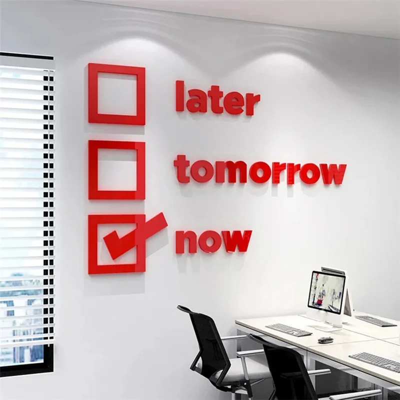 Acrylic 3D Stereo Office Wall Decor Stickers Meeting Room Background Wall Stickers School Classroom Letter Wall Stickers