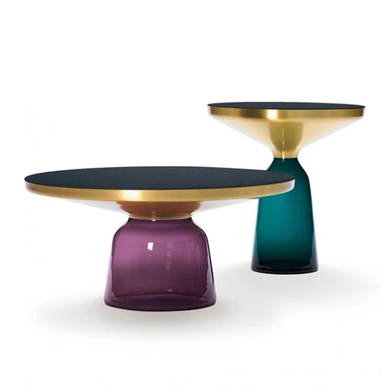 

Glass coffee table light luxury high sense color small coffee table Nordic modern