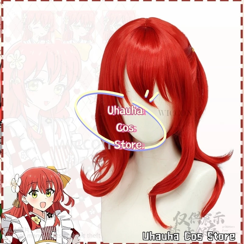 Anime The Rock! Cosplay Kita Ikuyo Costume Japanese Jirai Kei Girls Red Kimono Dress Kawaii Cute Lolita Pink Wigs Customized