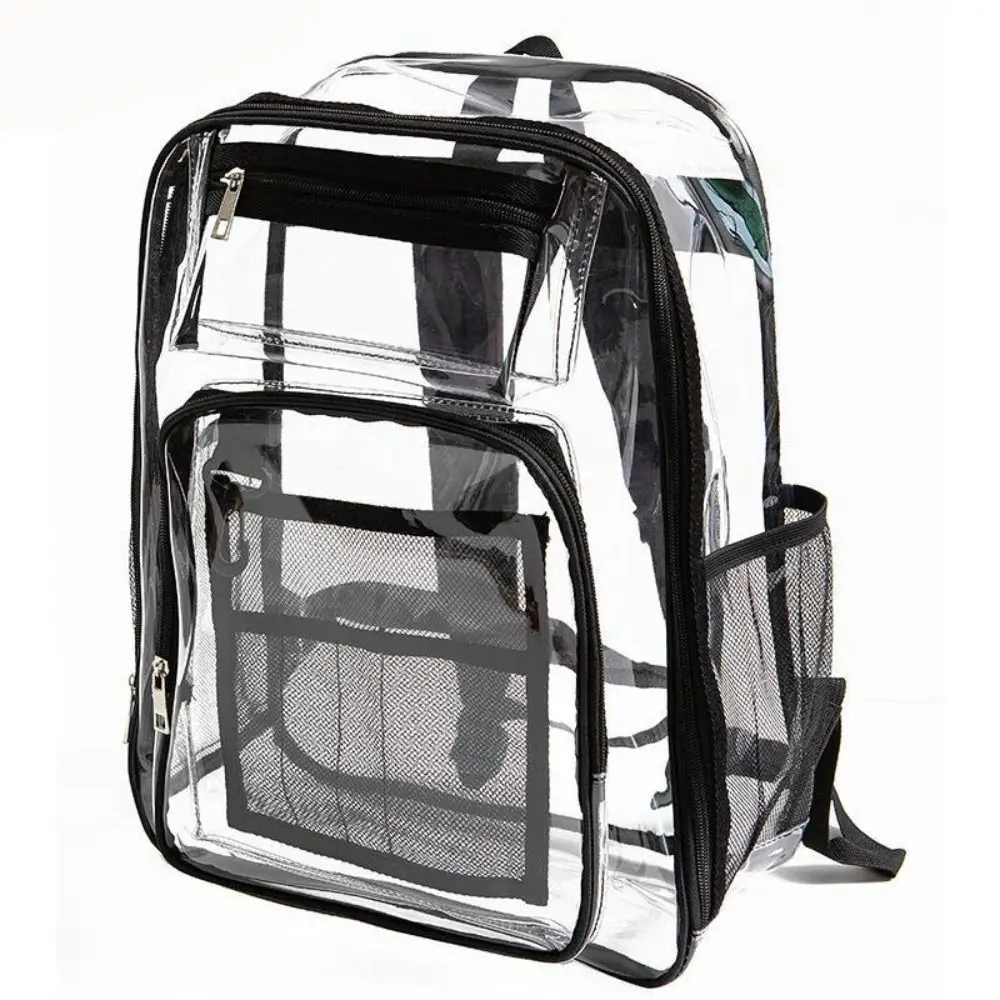 PVC Clear Backpack Waterproof with Multi-pockets Students Bookbag Large Capacity See Through Transparent Backpack School