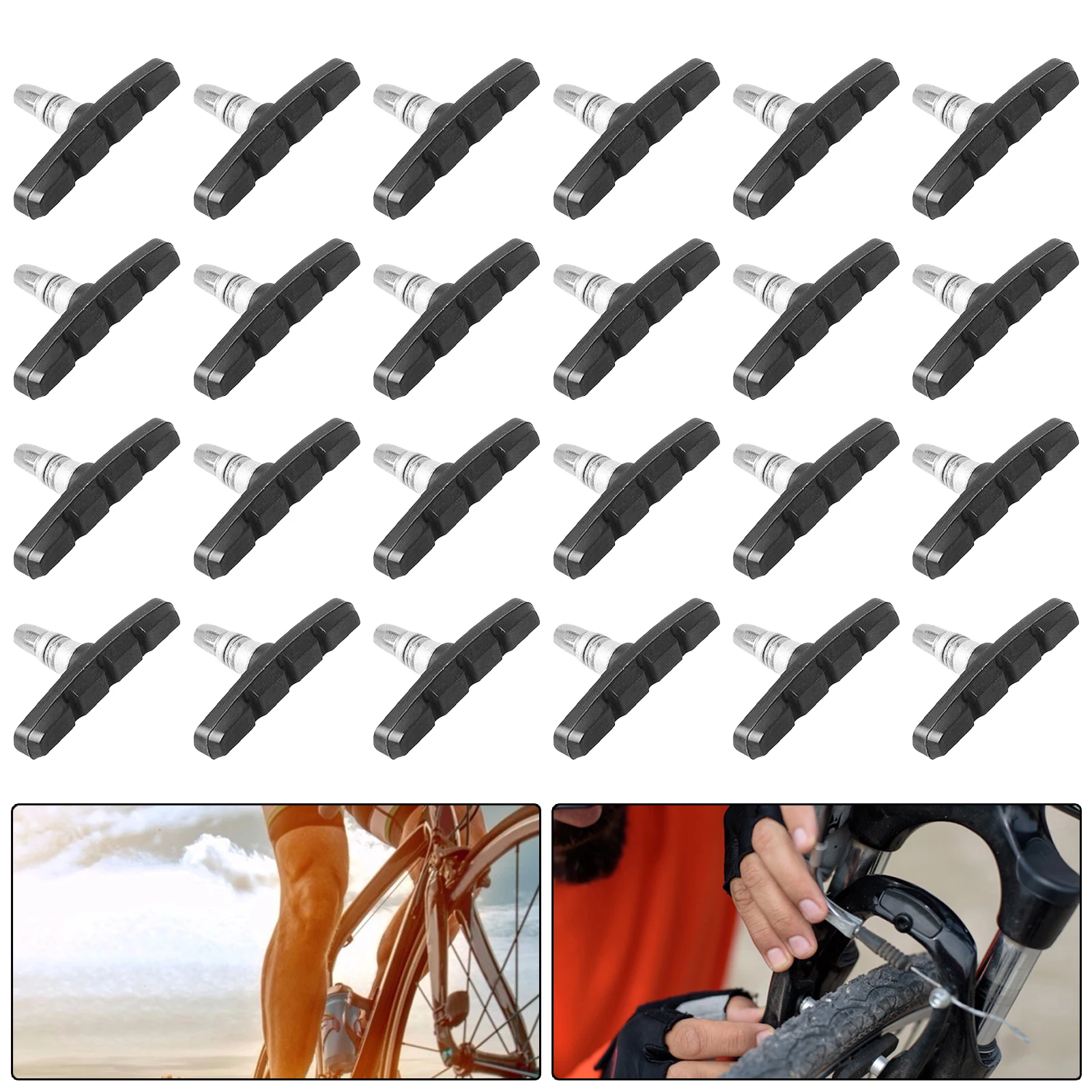 12 Paar (24 Stück) Bremsbeläge für V-Brake, symmetrisch, 70 mm, Fahrradbremsbeläge, Bremsklötze, Fahrradteile, Werkzeug