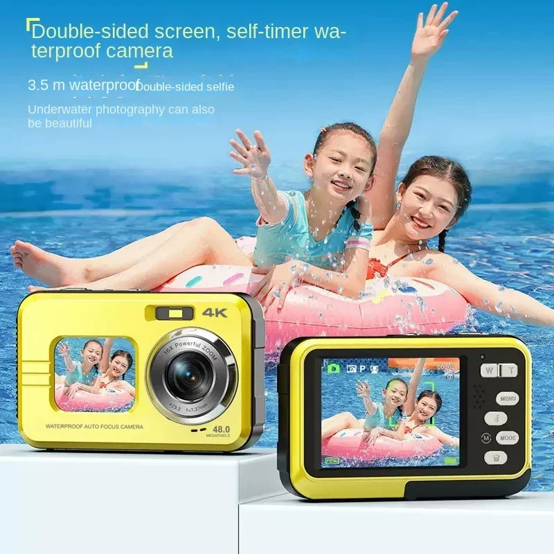 HD 48MP 16X Lightweight Underwater Camera Digital Camera Selfie Snorkeling Camping Travel Waterproof Video Recorder 4K