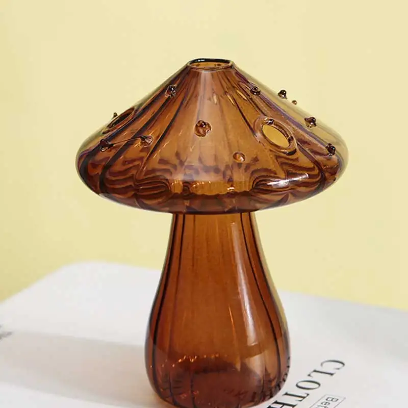 Colourful Mushroom Vase Creative Hydroponic Transparent Glass Aromatherapy Vase Living Room Dining Room Desktop Art Decoration