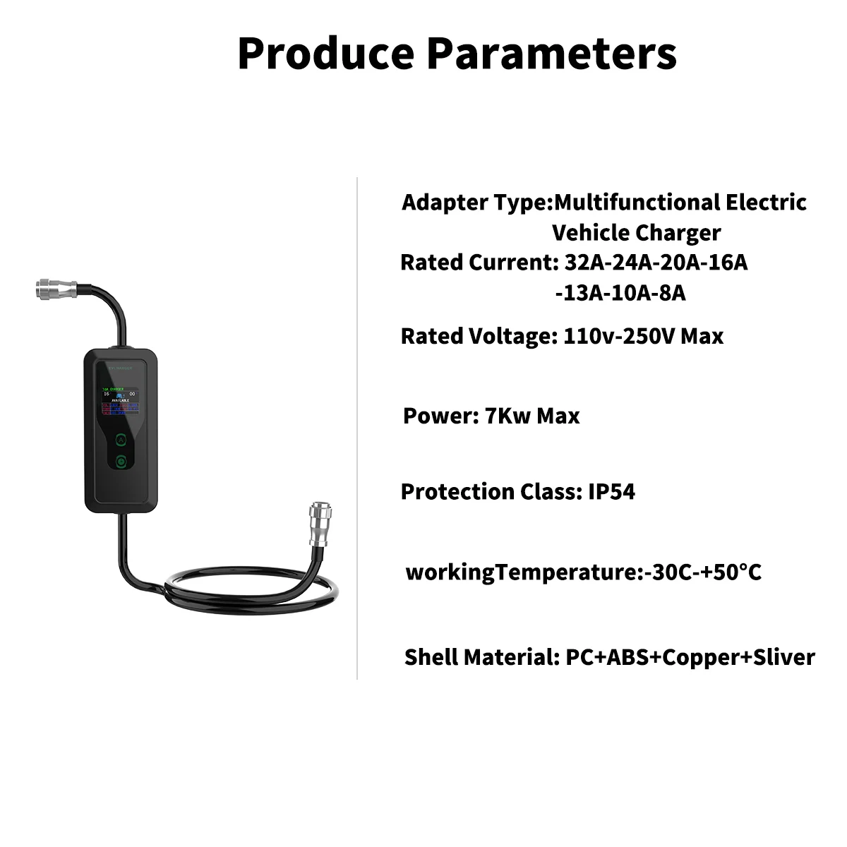 Интегрированное многофункциональное зарядное устройство WUFEN 7 кВт для замены вилки и пистолета Type2 GBT Tesla & Type1 EV Charger для всех стандартных автомобильных аксессуаров Major