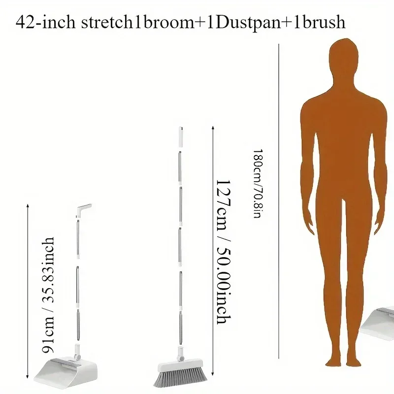 Thickened Broom Dustpan Floor Brush Set Indoor Non-stick Hair Broom Long Handle Broom With Stand Up Dustpan Combo Set