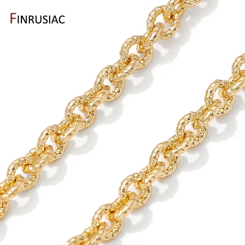 14K Gold Plated Brass Round Textured Cable Link Chains For Jewelry,Spool Chains For DIY Necklace Bracelet Making Supplies