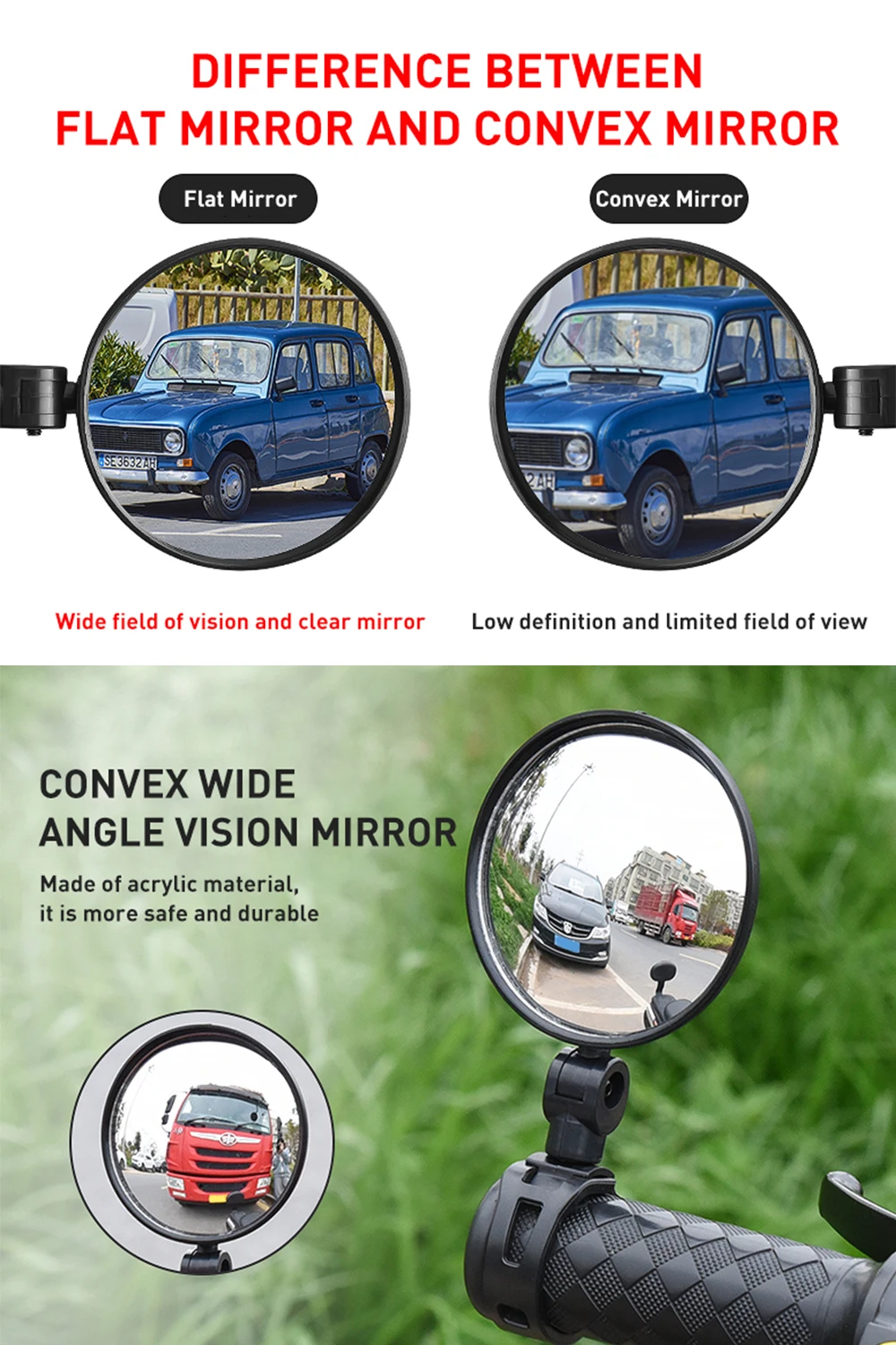 1PC Bicycle Rearview Mirror Electric Scooter Rear View Mirror For Xiaomi Scooter Back Mirror Rearview for Ninebot Bike Accessory