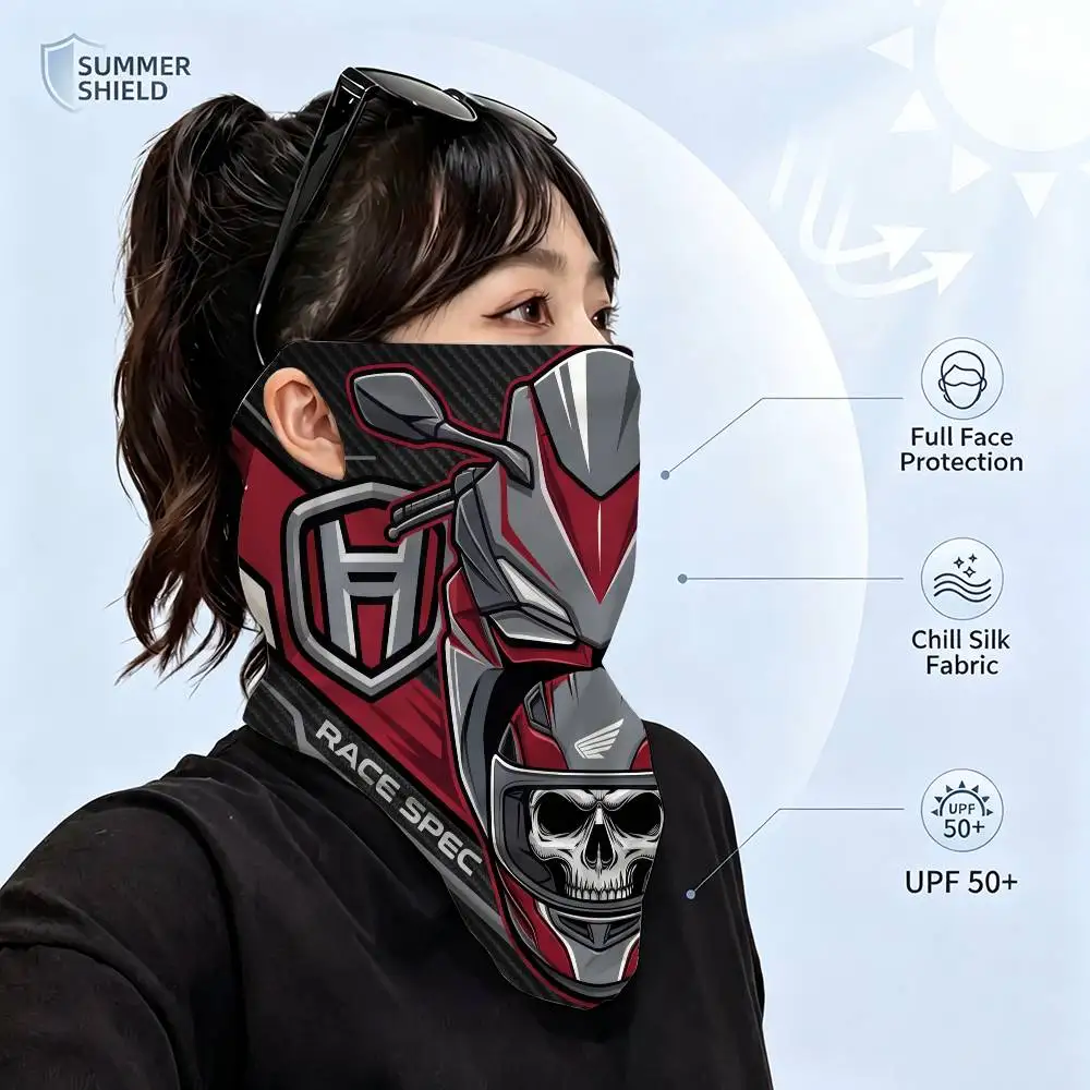 FOR HONDA UPF50+ Ice Silk Neck Gaiter Full Face Mask Cycling Motorcycle Fishing Breathable Sun Protection Face Cover