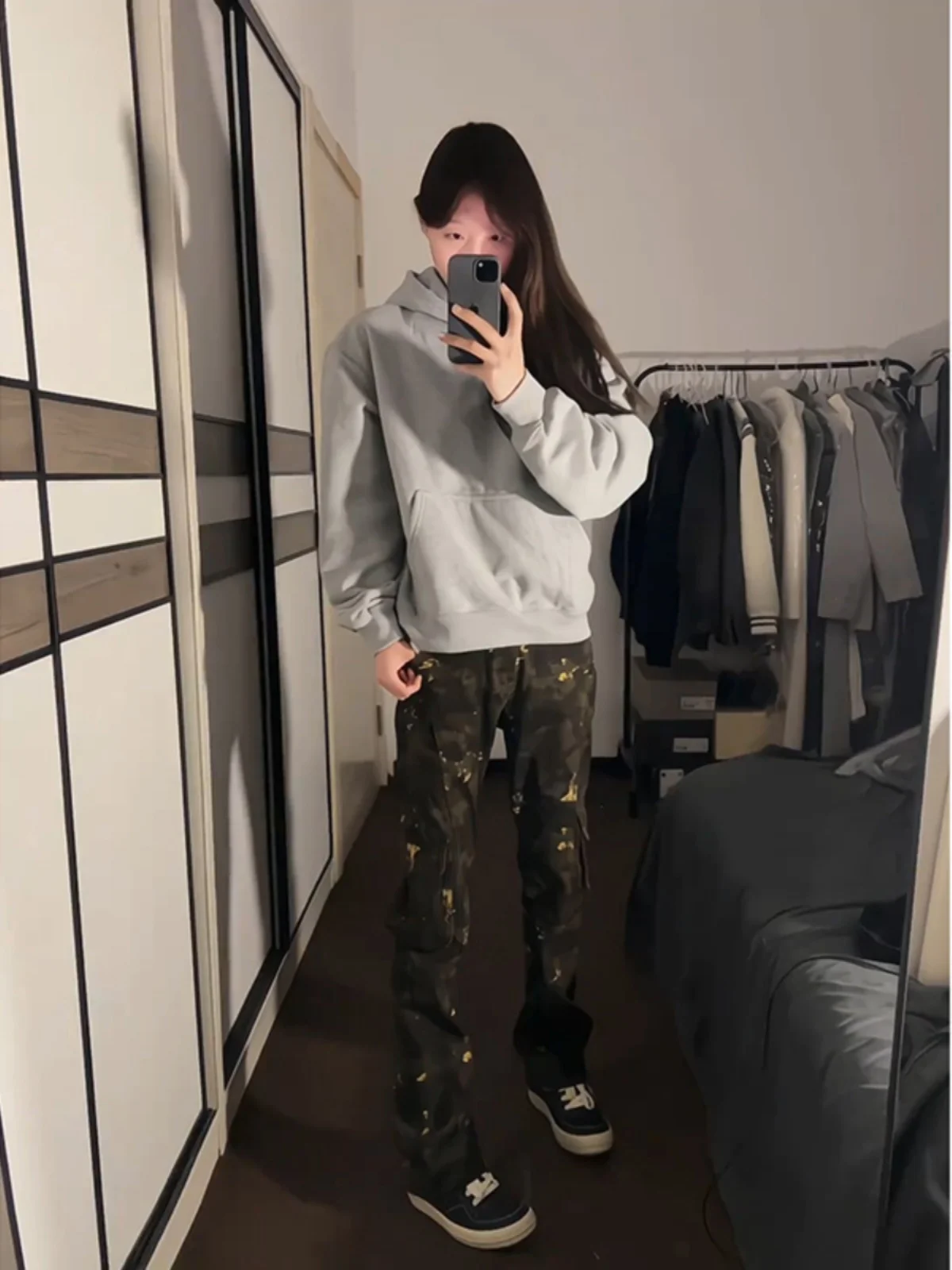 Camouflage Workwear Pants Men's Spring Autumn American Vibe Straight Leg Narrow Version Flared Casual Trousers with Big kets