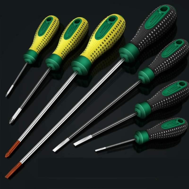 Heavy-Duty Screwdriver Set with Tips for Fastening,Chiseling or Loosen