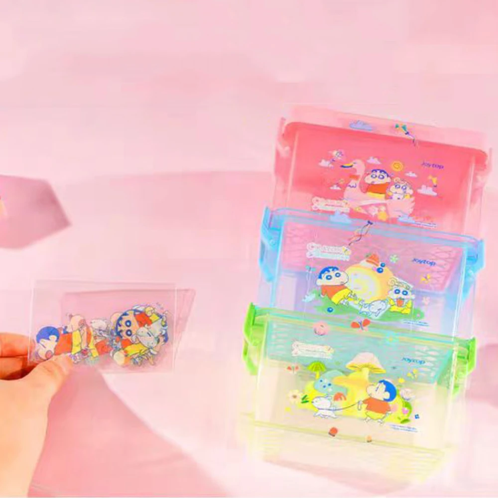 3 szt./zestaw Oryginalne pudełka do przechowywania Crayon Shin-Chan, kawaii, na biurko dla ucznia, waciki, koszyk do przechowywania drobiazgów, prezenty
