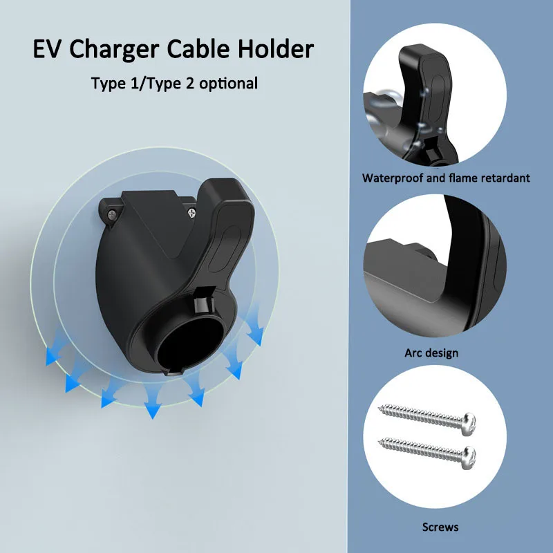 EV Charger Cable Holder Plug Type2 Type1 Holder Wall Mount Bracket Socket For Electric Car Charging Organizer Socket