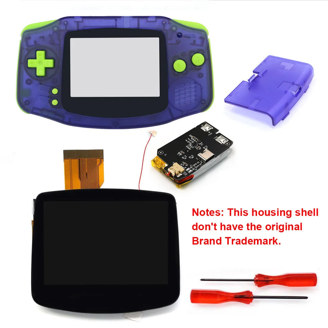 HISPEEDIDO Rechargeable for GBA V5 IPS HD 720x480 Drop-in Screen Kits No welding required Desaturation FRM OSD w/Shell image 3