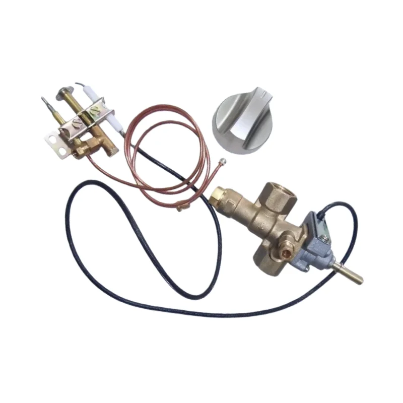 Brass Automatic Gas Shut-Off Valve Flame Failure Safety Valve with Piezo Igniter, Thermocouple Valve for Commercial Stoves