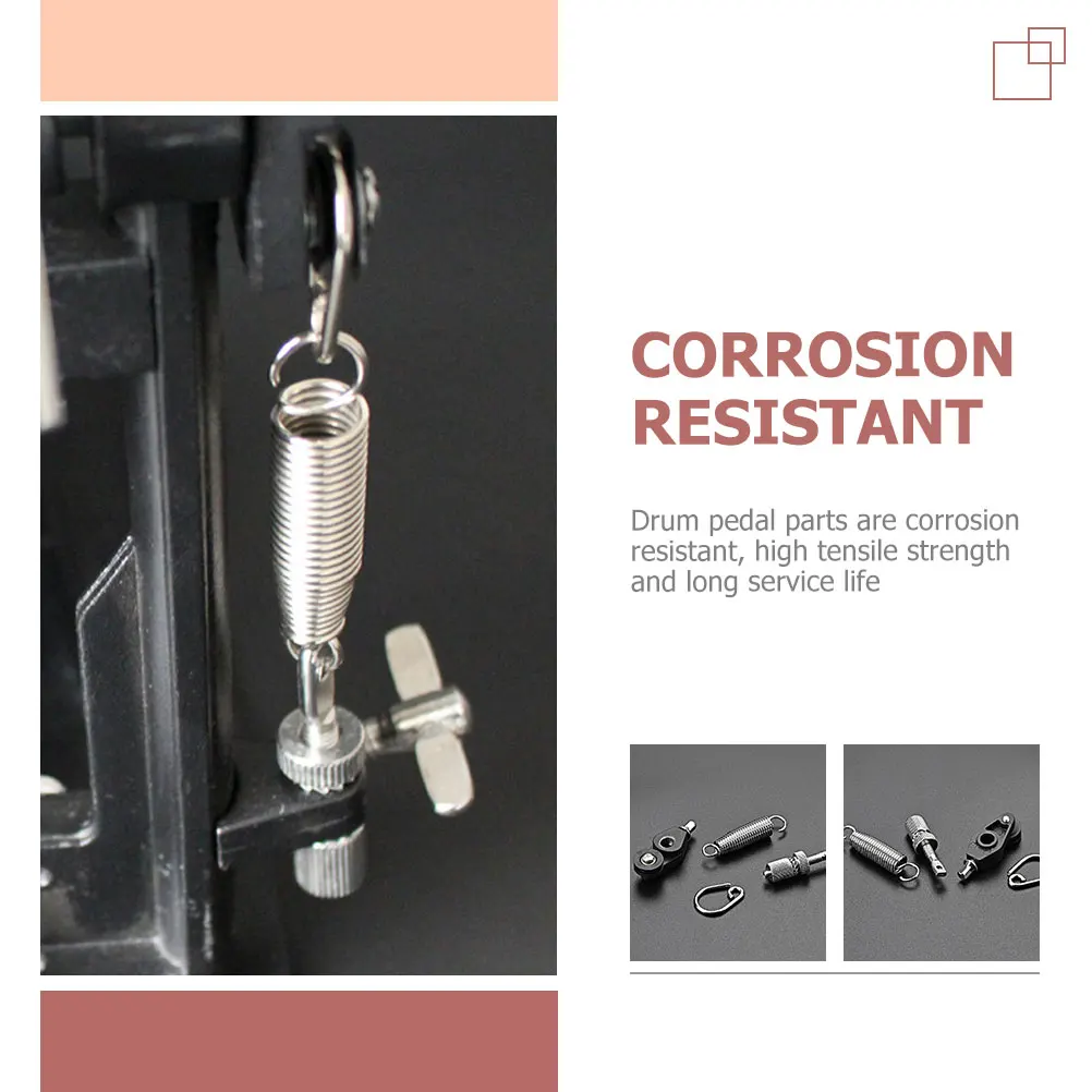 

Upgraded 1 Set Bass Drum Foot Pedal Spring Durable Metal Parts Corrosion Resistant High Tensile Strength Long Lasting Elasticity