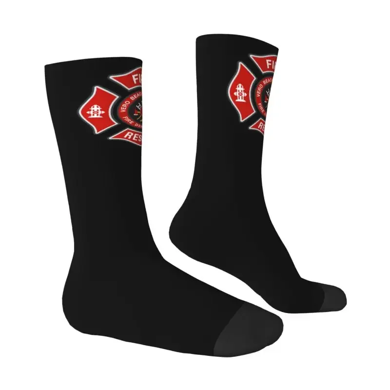 Fashion Rescue Firefighter Socks Men Women Warm 3D Print Funny Fireman Sports Football Socks