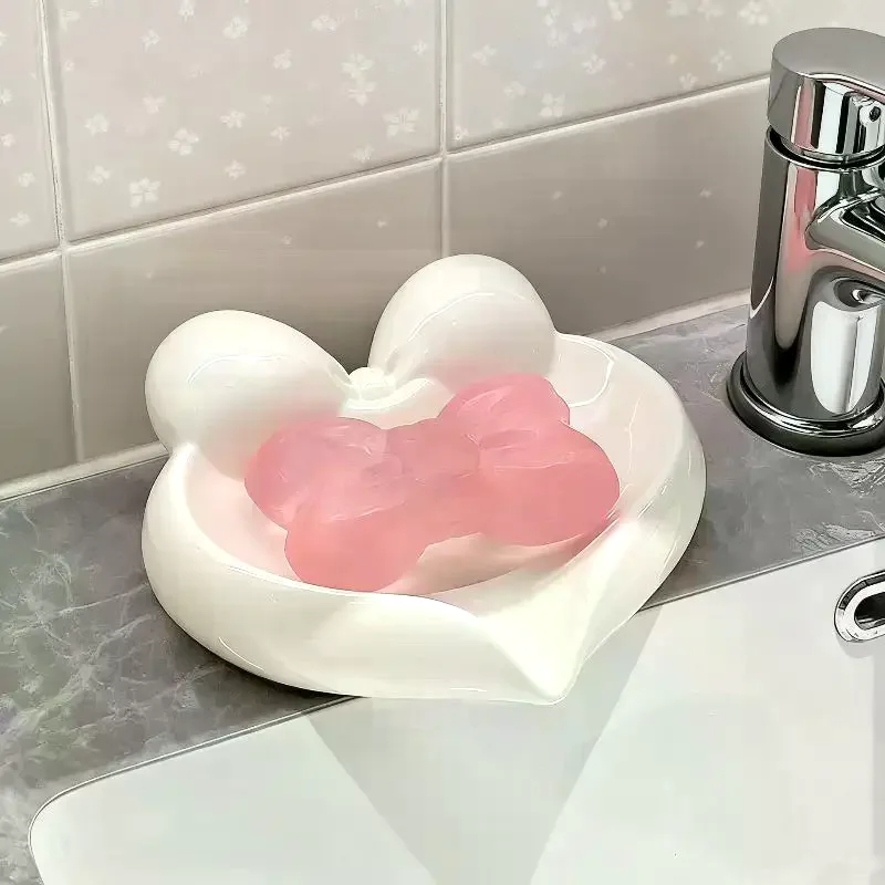かわいいリボンとハート型のセラミック製ソープディッシュ、水切 - Home Bathroom Sink のレビューと価格