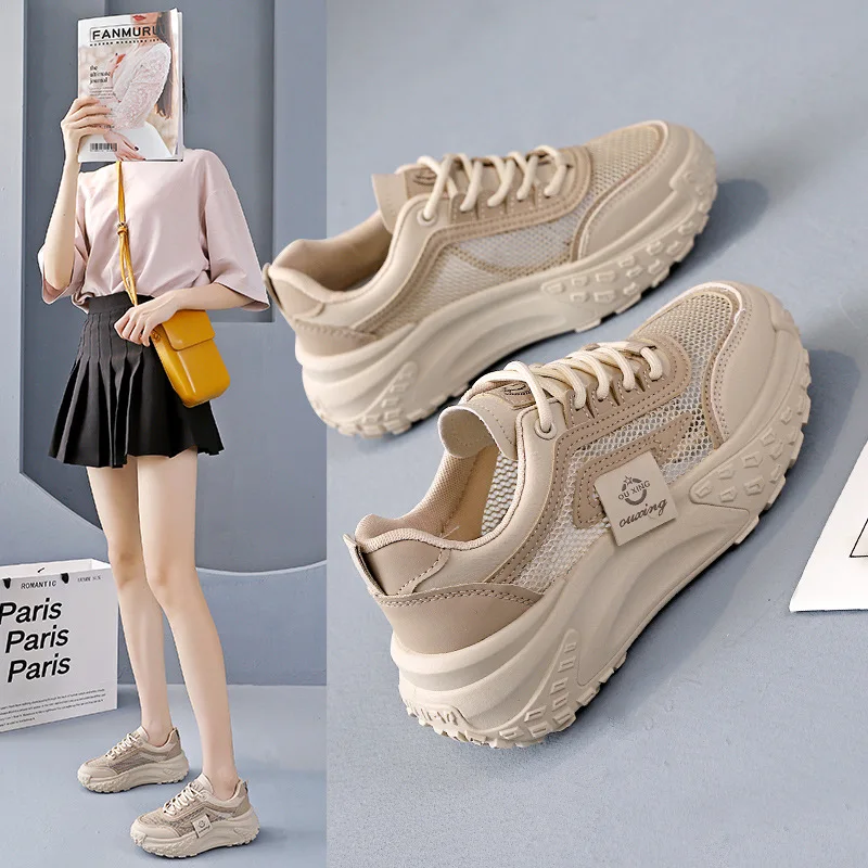 

Ladies Vulcanized Shoes Fashionable and Comfortable New Mesh Shoes Breathable Mesh Hollowed Out Casual Sports Board Shoes
