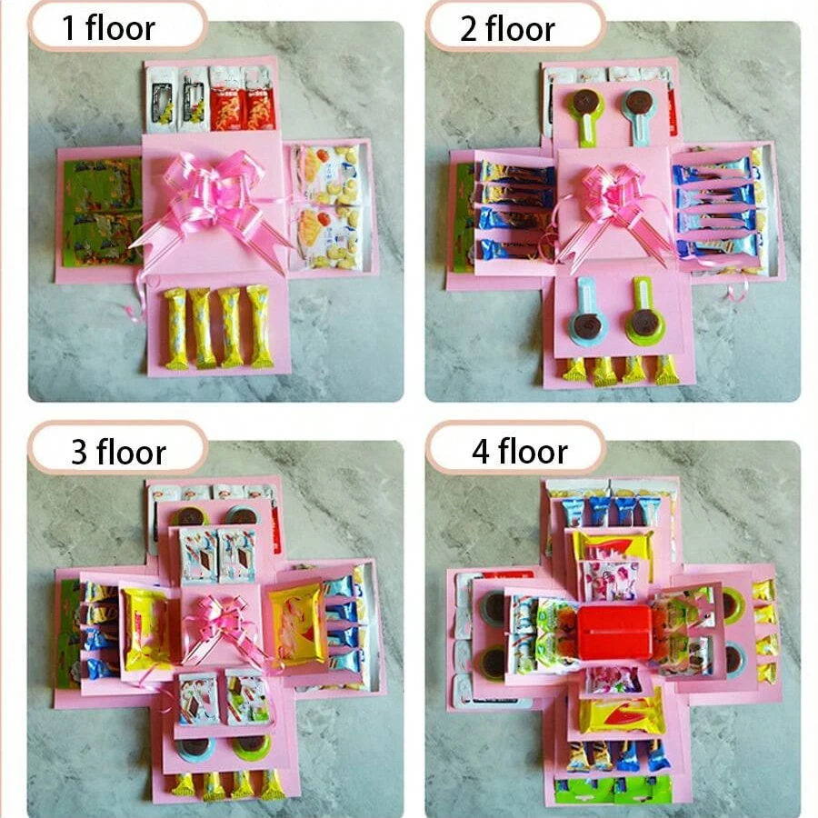 لتقوم بها بنفسك الإبداعية انفجار هدية التفاف صندوق لإنشاء 5 طبقات من الهدايا المختلفة عيد ميلاد هدية غامضة هدايا عيد الحب ديكور