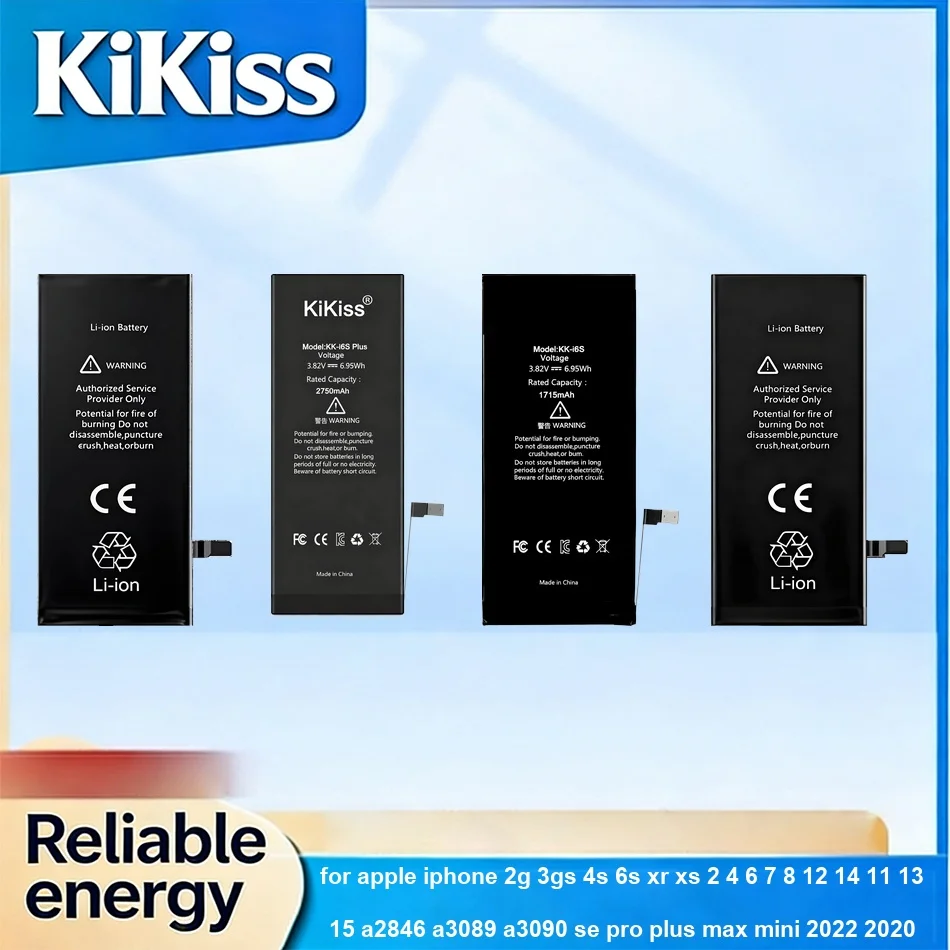Batería para Apple iPhone 2G 3GS 4S 6S XR XS 2 4 6 7 8 12 14 11 13 15 A2846 A3089 A3090 SE Pro Plus Max Mini 2022 2020 0-4441mAh