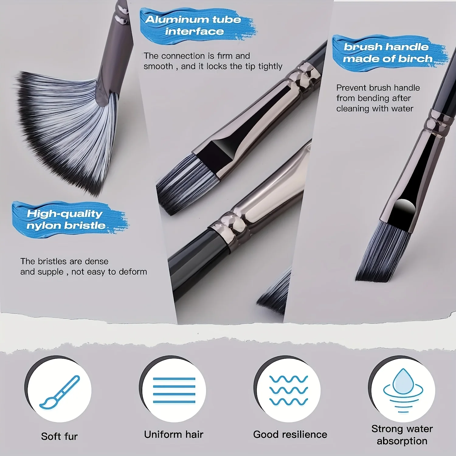 24 set di pennelli in nylon set di pennelli per pittura a olio per tende con penna ad asta grigia argento per materiali artistici per pittura a olio ad acquerello a guazzo