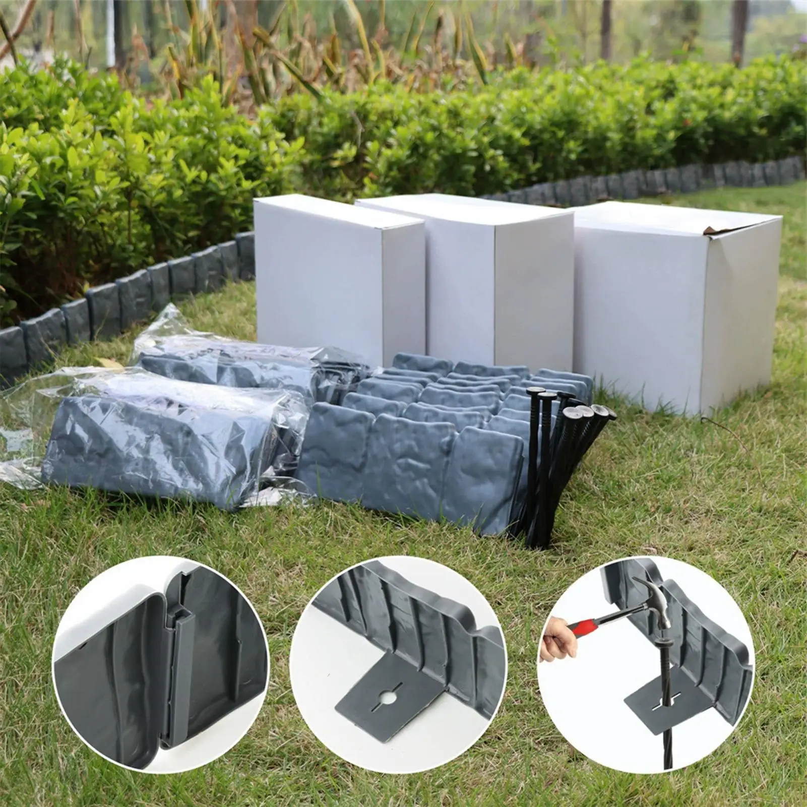 

Бордюры для клумб, водонепроницаемые, для улицы, декоративные, имитация камня, для сада, патио, двора, газона, клумб и цветочных грядок.