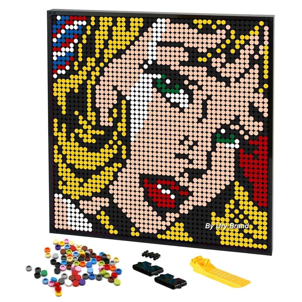 2400+PCS Pop Pixel Art By Building Blocks Girl with Ribbon Mosaic Painting Unique Gift Ideas Cartoon Portrait DIY Puzzle Frame