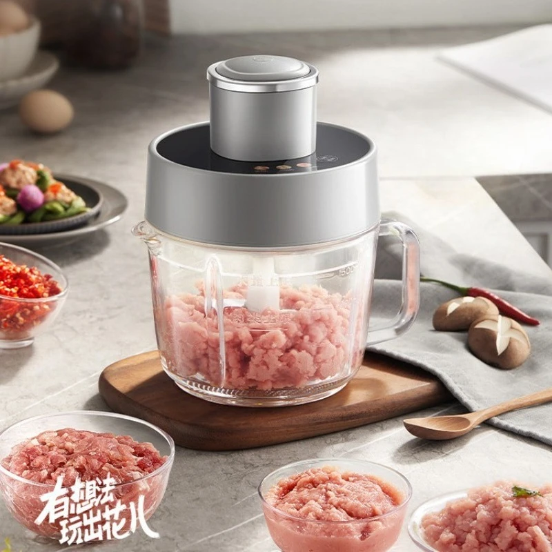 Adjustable Meat Grinder Multifunctional Electric Food Chopper Variable Speed 2LGlass Bowl Stainless Steel Blade Puree Maker Home