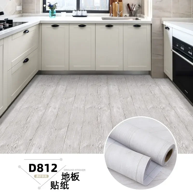 Peel and Stick Stickers Wood Grain Vinyl Floor Roll Stickers Waterproof Self Adhesive Floor Tile for Kitchen Bathroom Ground