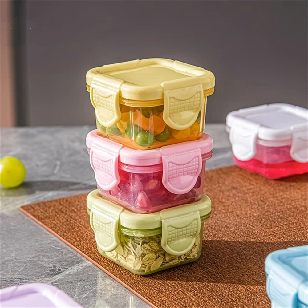 Latas selladas de plástico de 60ml, tarro de almacenamiento de alimentos, especias, frutas, frijoles, botella de conservación de dulces, herramienta, contenedor de herramientas de cocina