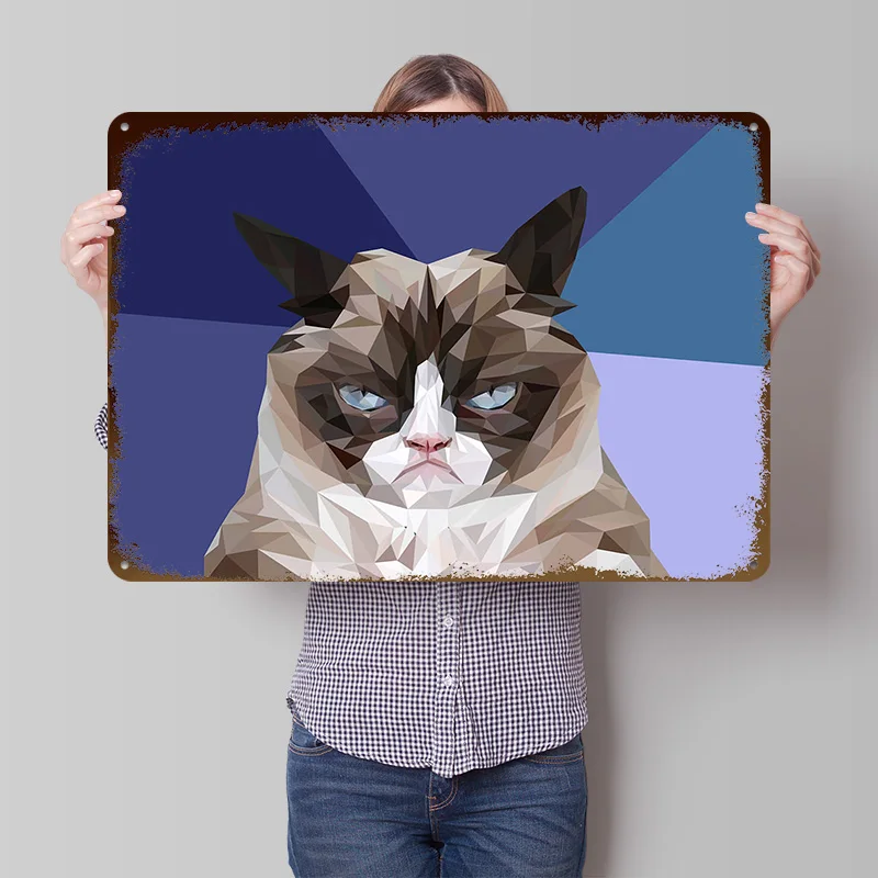 Angry Cat Tinplate Poster Customized Wall Art Retro Vintage Metal Signs for Fans Home Decorations Living Room Mancave Decoration