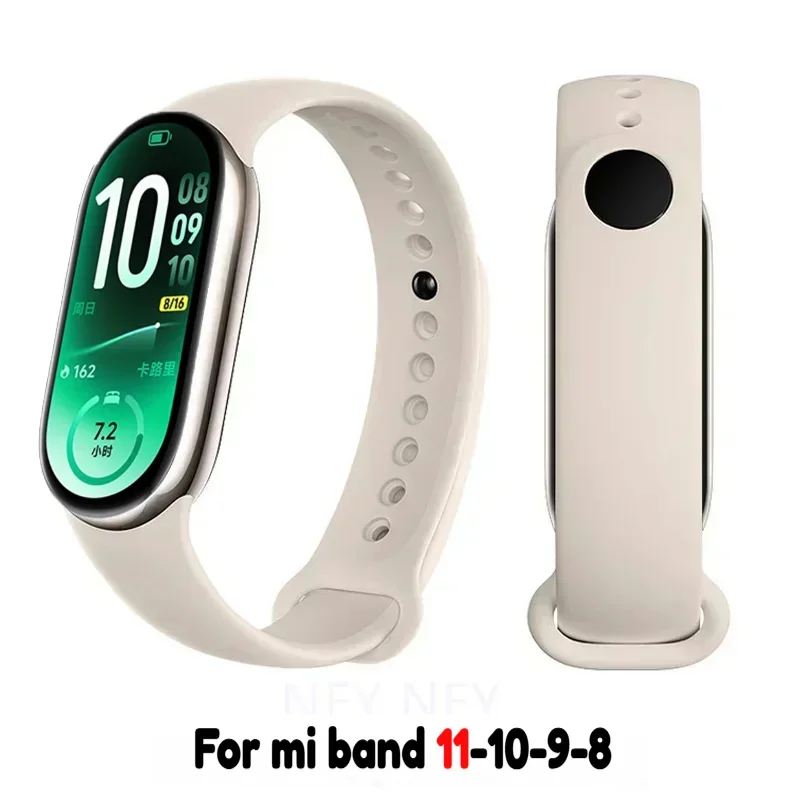 Silicone Strap For Xiaomi Mi Band 11 10 9 8 NFC Sport Bracelet Wristband Pulseira Correa Xiaomi Smart Band 11 10 9 8 Accessories