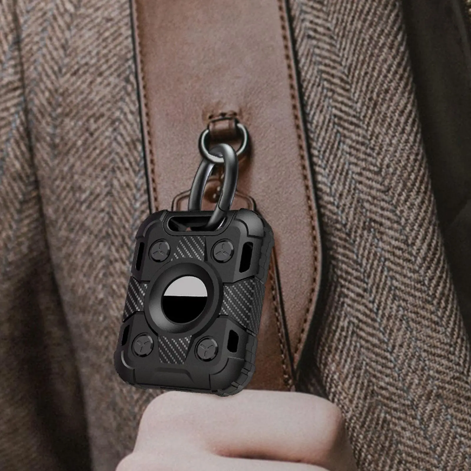 For Apple Armor Protector Key Chain Protective Case Anti-loss Tracker Air Tag Three Proofing Case Key Holder TPU Device