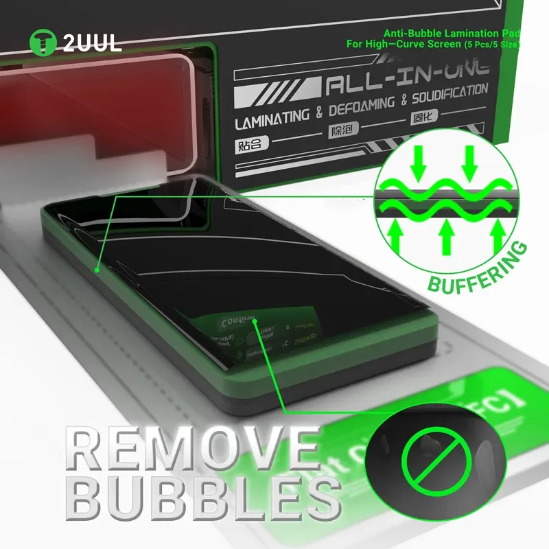 2UUL LD12 Anti Bubble Lamination Pad for High Curve Screen 5PCS 5Size for Mobile Phone Pressure Buffer Mat OCA Laminating Tools