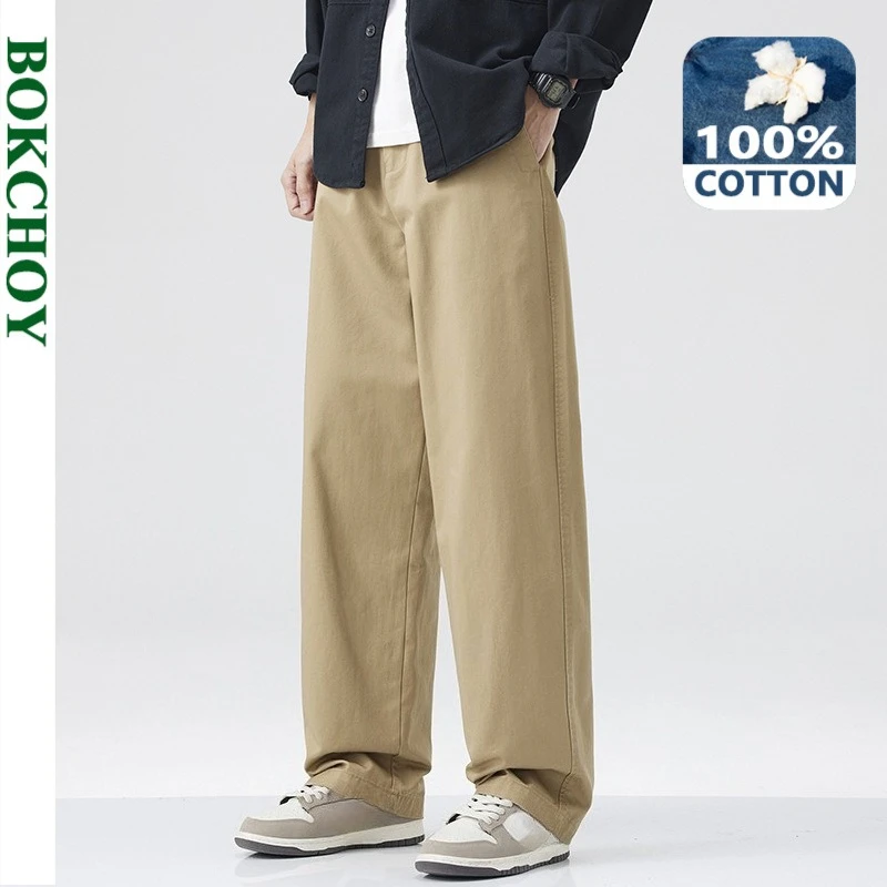 Spring Summer New Men Pants Pure Cotton Soft Comfortable Retro Casual Straight Trousers LX899